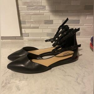 Black Multi-Strap Flats